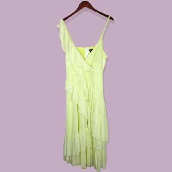 Torrid 1 Womens Yellow Floral Mesh Ruffle Midi Dress Size 1X - Picture 6 of 12